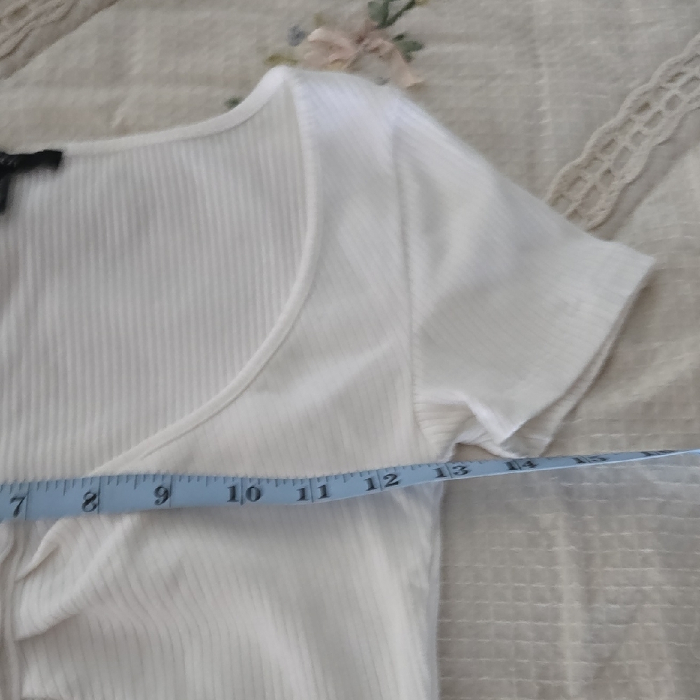 Forever 21 Cream  Front Ribbed Tee - Picture 6 of 7
